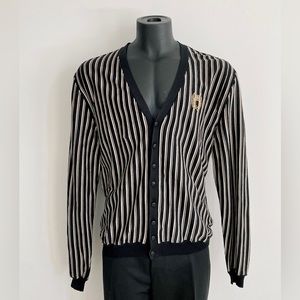 John Richmond Black/Crème Striped Cardigan